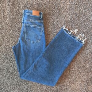 BKE Parker Frayed Hem Blue Cropped Jeans